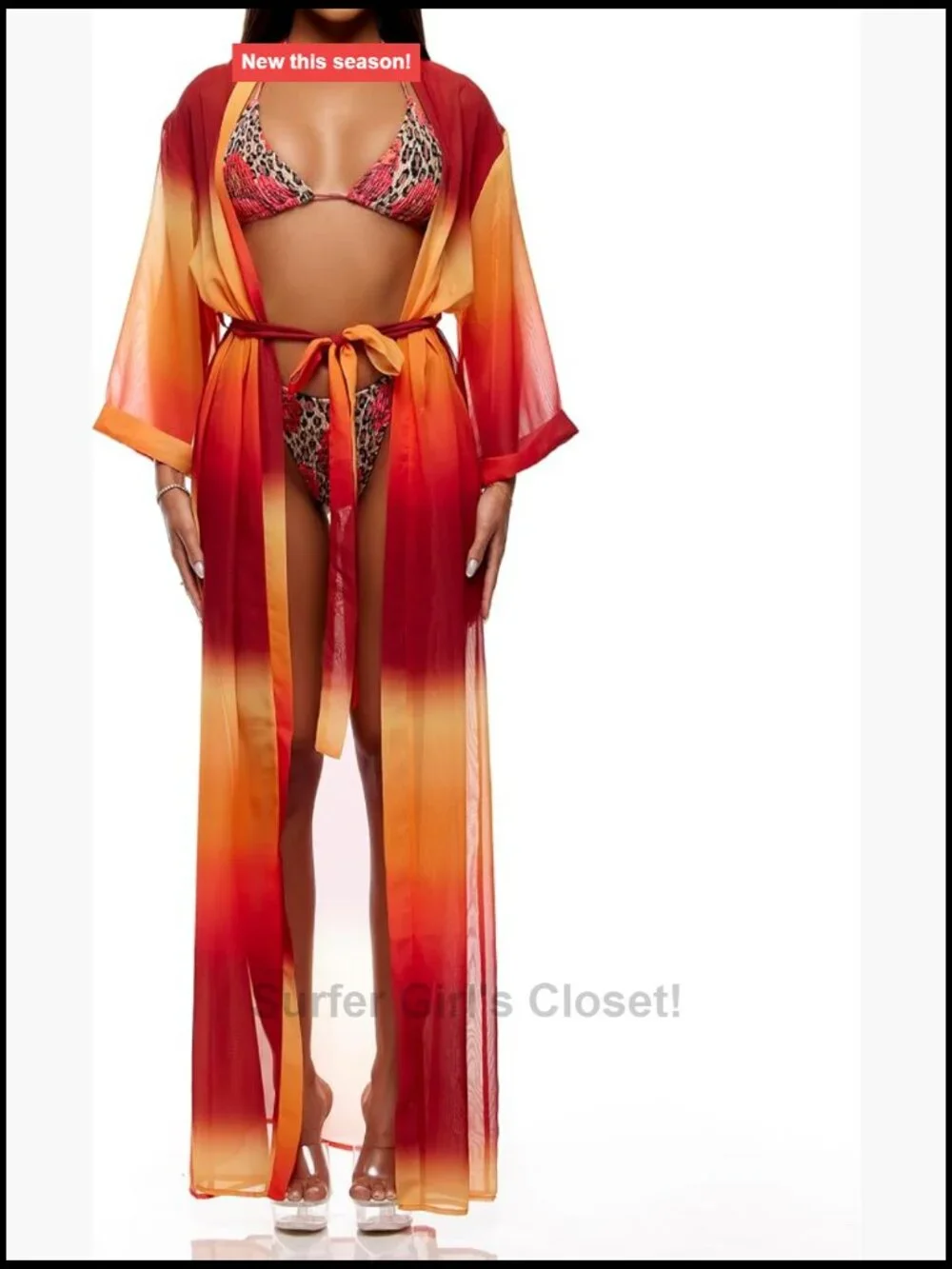 Polyester Mesh Pool Kimono Swim Cover Up Relaxed Fit